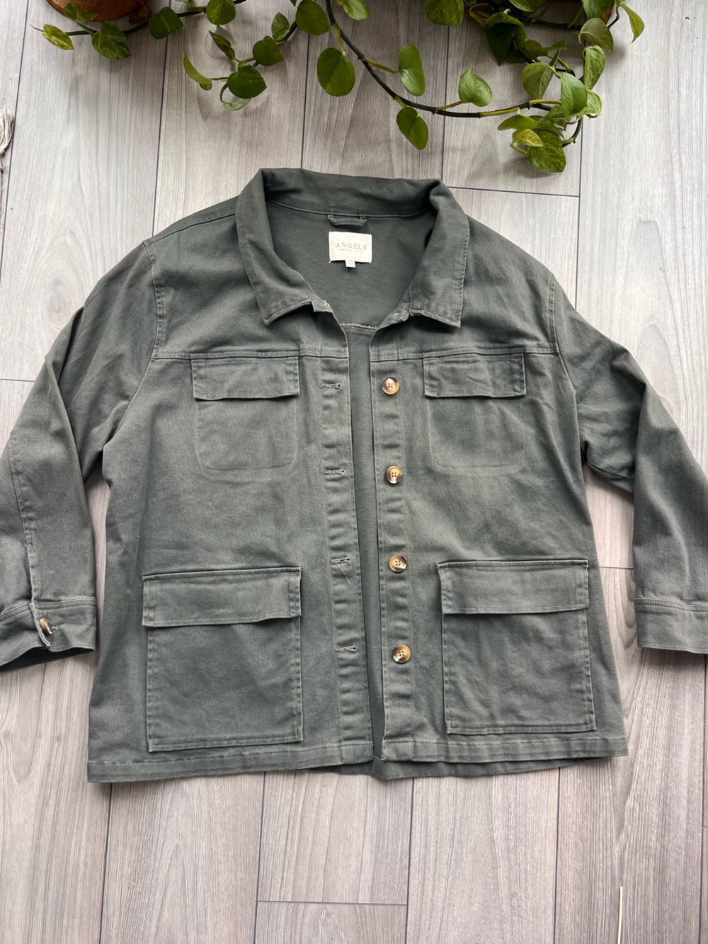 Angels Forever Young Dark Ash Olive Green Utility Jacket